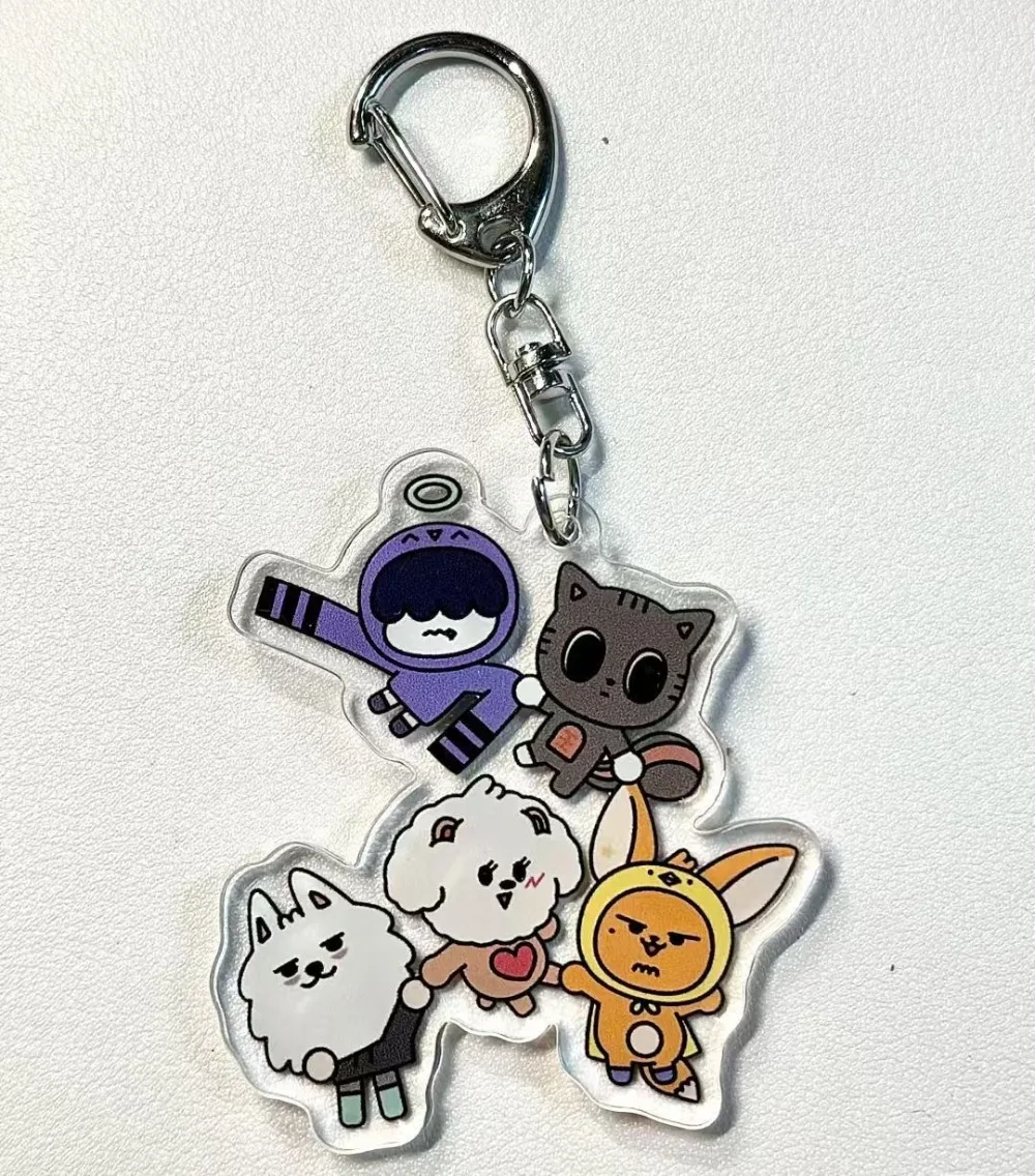 Korean Popular Idol Group Cartoon Acrylic Keychain Yeonjun Soobin Beomgyu Keryring Pendant Decoration Accessories Ornament Gift