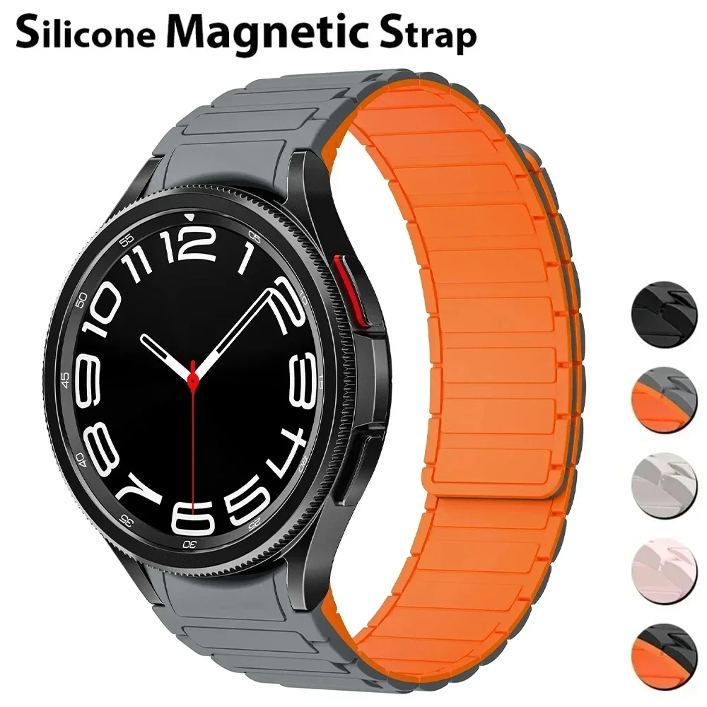 No Gaps Silicone Strap for Samsung Galaxy Watch 6/5/4 40mm 44mm 6 Classic 47mm 43mm Magnetic Bracelet Band Watch 5 Pro 45mm Belt