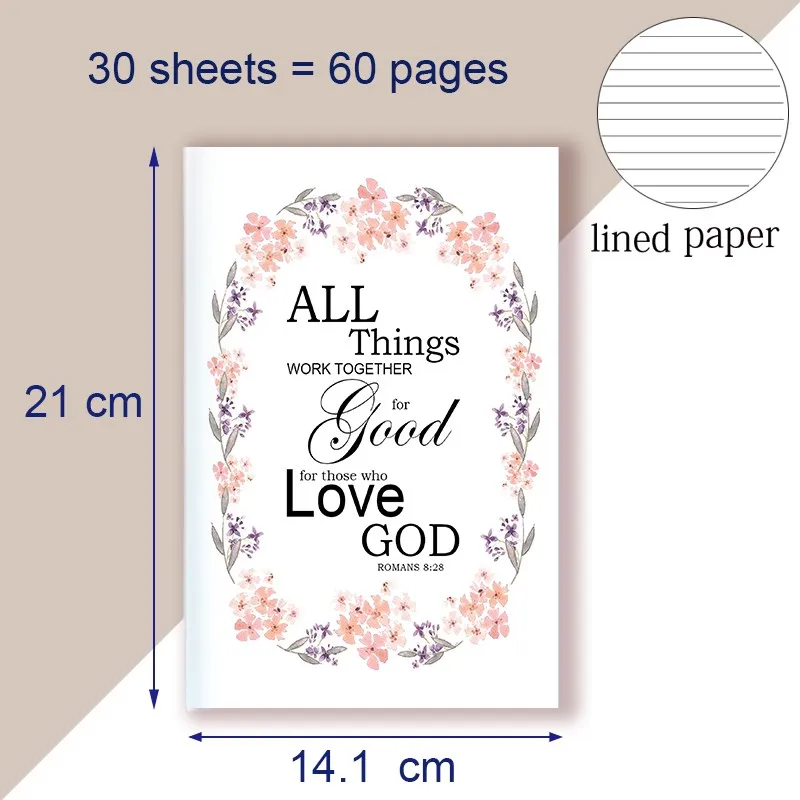 A5 Notebook Romans 8 28 - God Works All Things Together For The Good of Those who Love Him - Bible Verse Jesus Writing Note Book