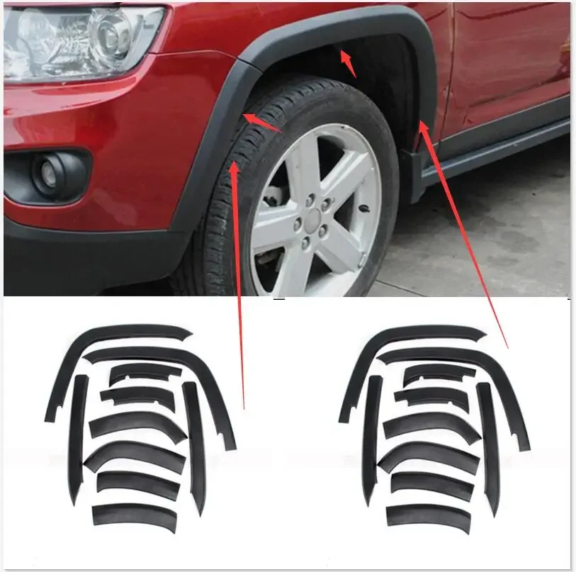 Full Size Fender Flares Wheel Arch Guard Trim For Jeep Compass 2011-2015 10pcs