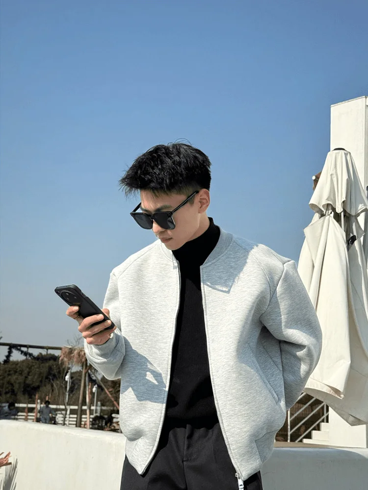 

Cleanfit Air Layer Baseball Jaet Men's Spring Autumn ort Sle 800g Heavyweight Open Cardigan Sweatirt Jaet