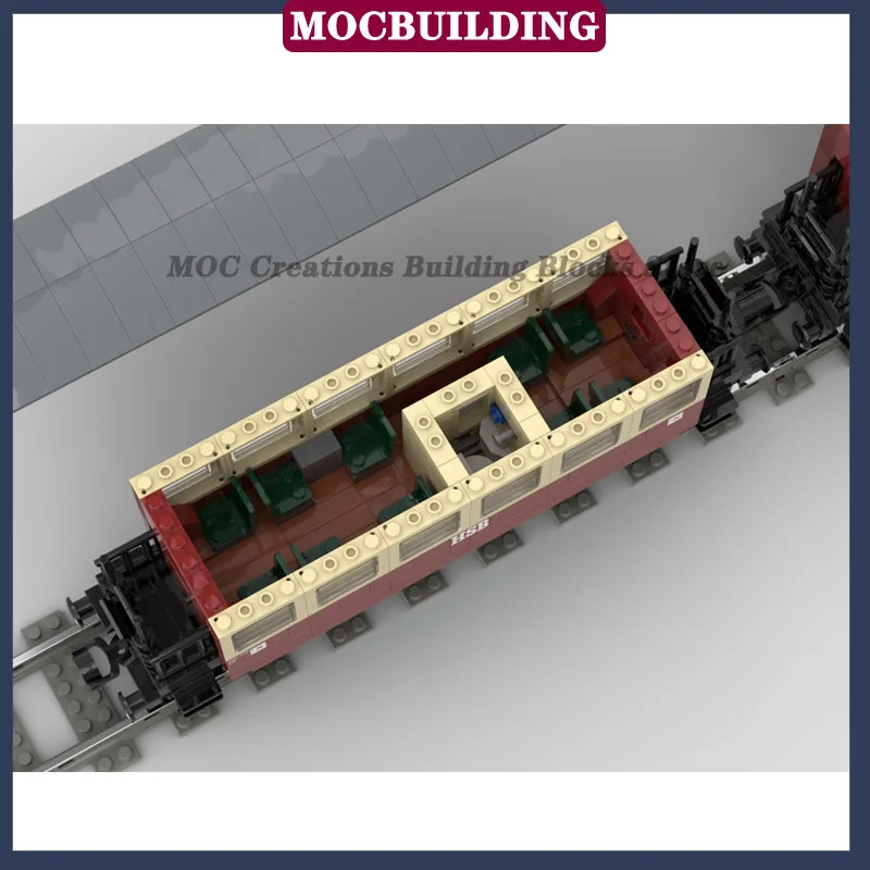 MOC City Railway Steam Locomotive Model Building Block Transport Train Passenger Car Collection Toy Gifts