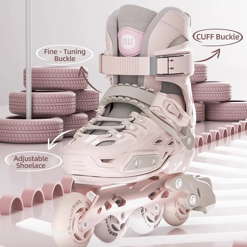 أحذية تزلج مضمنة قابلة للتعديل للأطفال والبنات والأولاد أحذية تزلج دوارة للمبتدئين صف واحد عجلات مضيئة على طراز أورورا للشباب والكبار #5