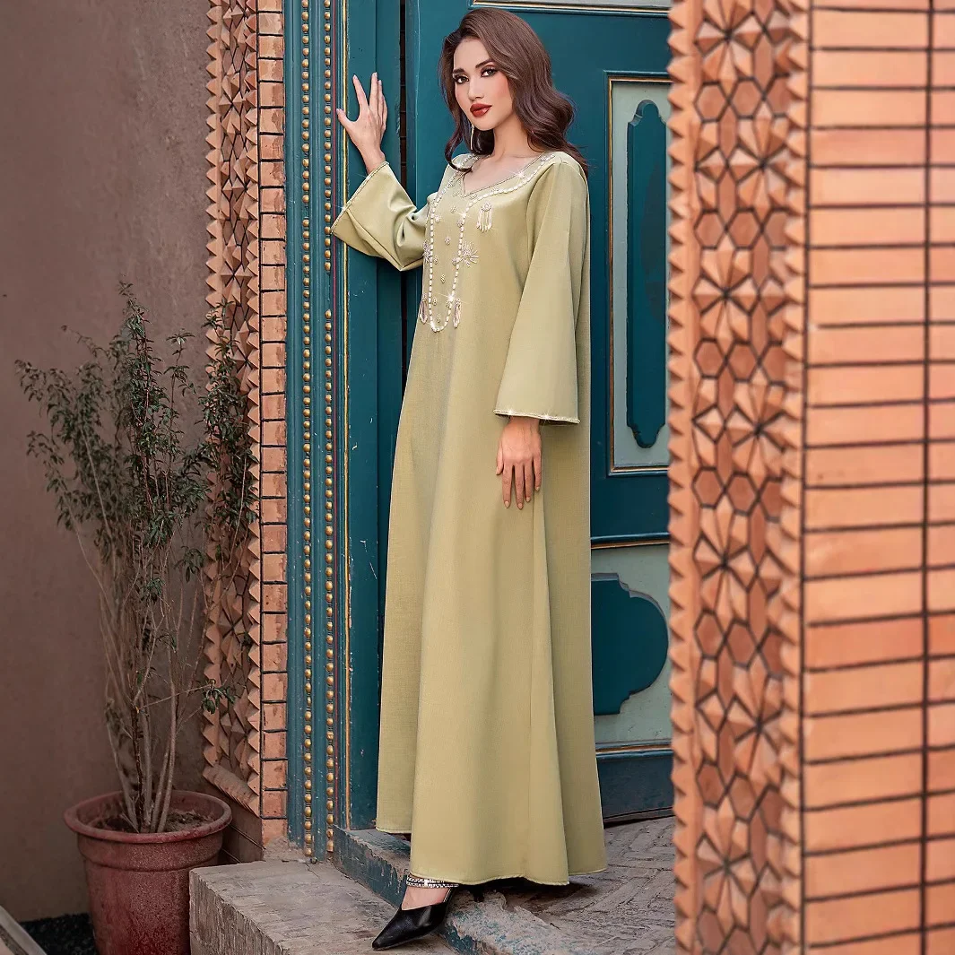 Ramadan Eid Robe musulmane caftan Abaya Damen dubaï luxe Jalabiya pour femmes Caftan Marocain Robe Djellaba Femme Musulmane Abayas