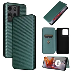 Magnetic Close Carbon fiber Flip Cover Leather Wallet Book Case For Motorola Moto G85 G84 G75 G74 G73 G55 G54 G53 G35 G34 G32