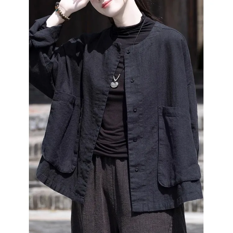الرجعية Waed القطن الكتان irt المرأة ربيع الخريف فضفاضة تناسب تنوعا ملابس خارجية وصول جديد Faionable تخفيف Sle #3