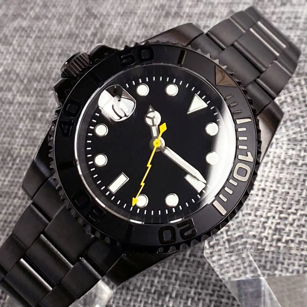 

НОВЫЕ автоматические часы Left Crown Black SUB Diver для мужчин NH35A Movt 316L, браслет с датой, 9 часов, сапфир, 100 м, водонепроницаемые, Reloj Hombre