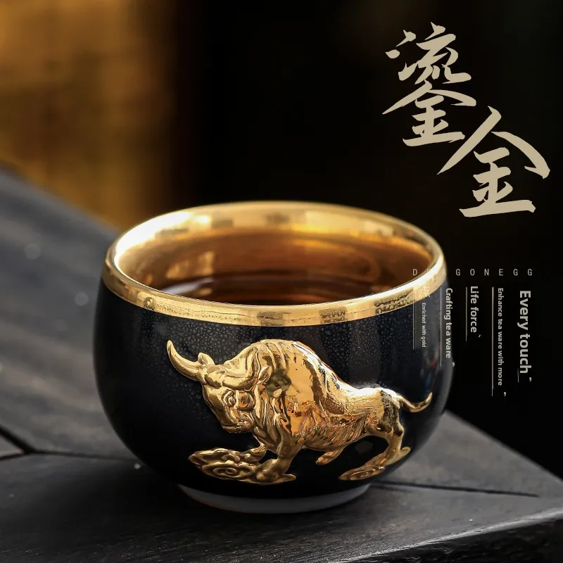 Роскошная позолоченная чайная чашка Tianmu, индивидуальная чаша для чая премиум-класса, керамическая чашка ручной работы