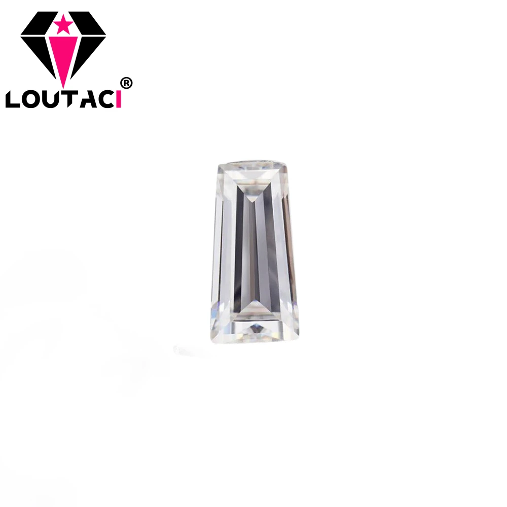 LOUTACI tamaño pequeño 0,2-0,6 quilates forma trapezoidal DEFGH anillos asequibles de moissanita únicos tiendas que venden corte Baguette cónico