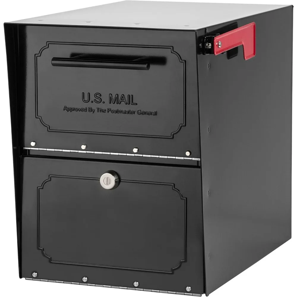 

Architectural Mailboxes 6200B-10 Oasis Classic Locking Post Mount Parcel Mailbox with High Security Reinforced Lock,Black