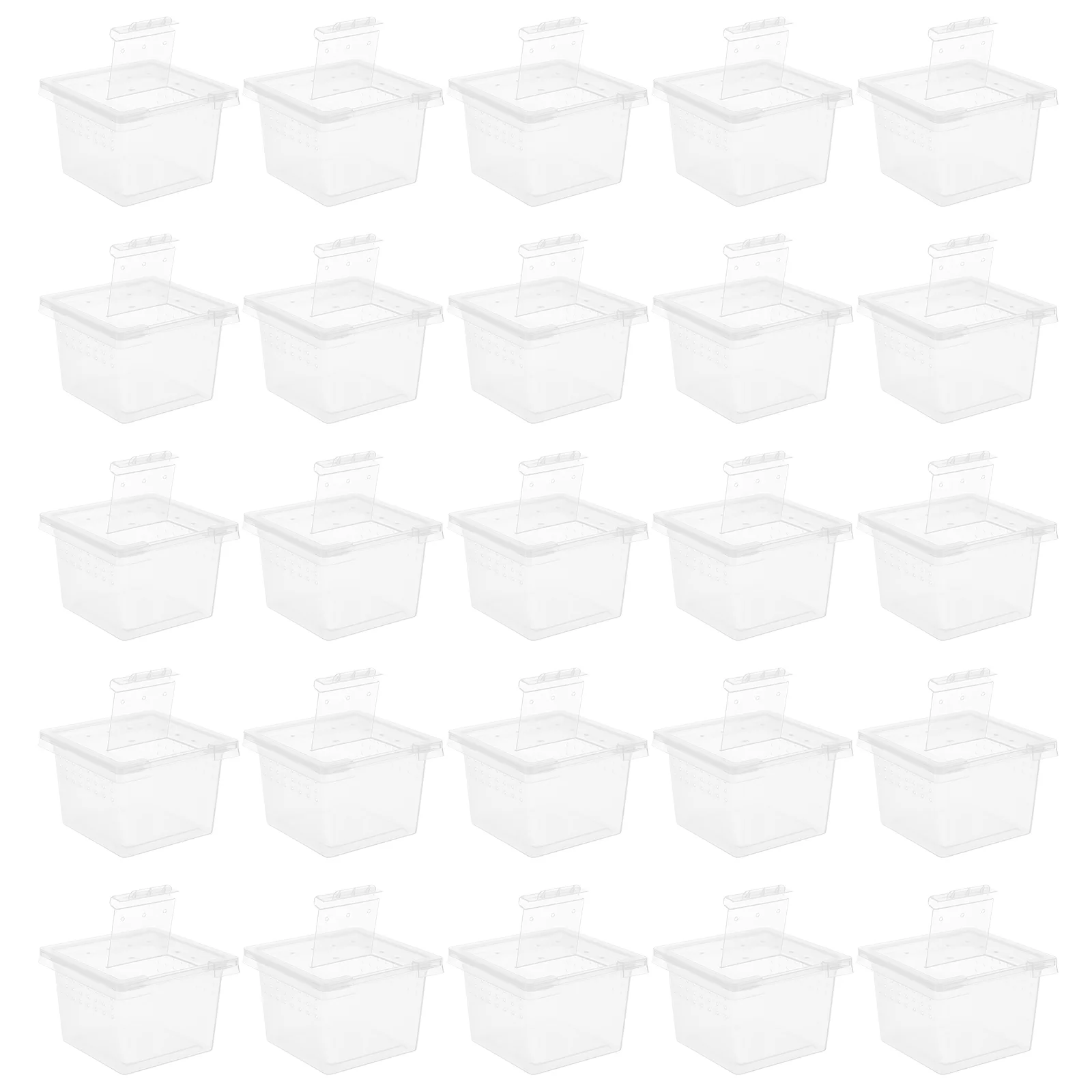 100 Pcs Pet Feeding Box Acrylic Terrarium Reptiles Lizard Spider Cage Kennel Animals Food Incubator Tank