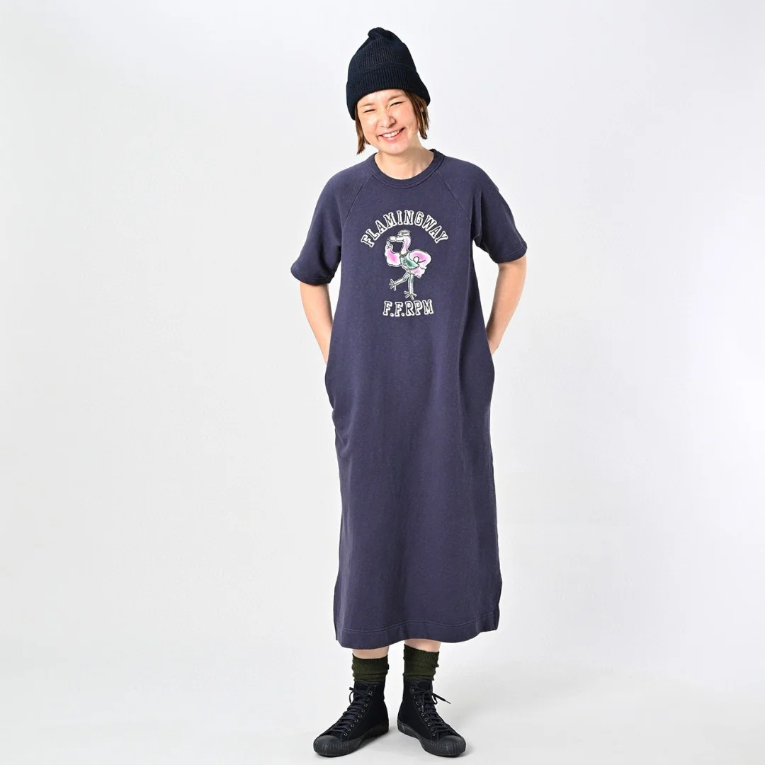 Décontracté ample Long coton Dr pur coton imprimé Flngo fente latérale T-shirt Dr confortable printemps été jeunesse Faion