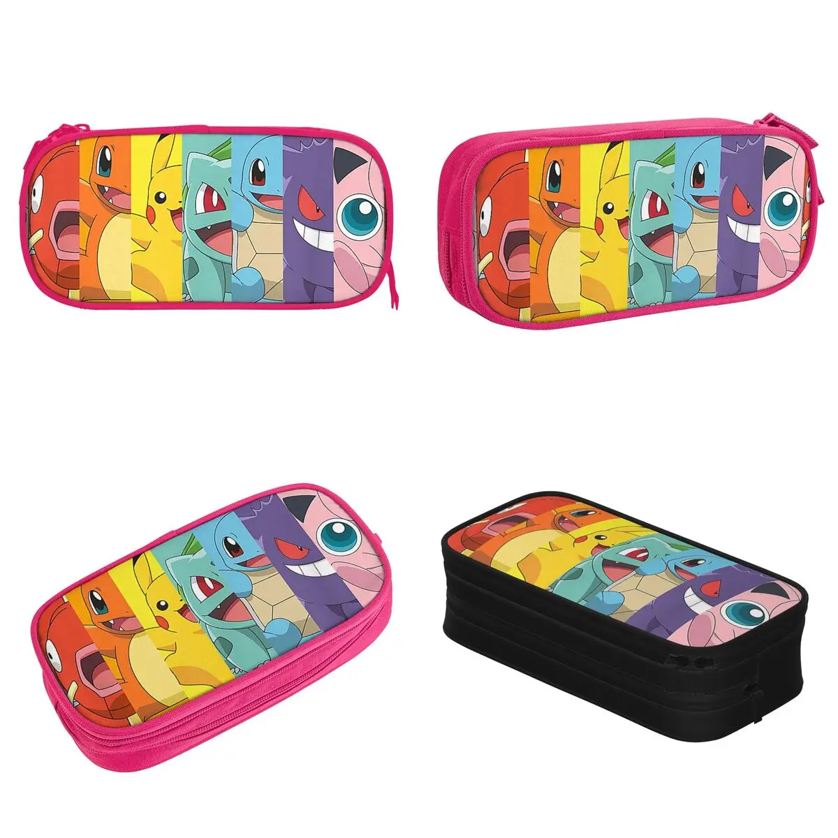 Imagem -02 - Pokémon Group Shot Poke Portrait Rainbow Pencil Cases Pen Box Bolsa Student Large Storage Students School Cosmetic Pouch