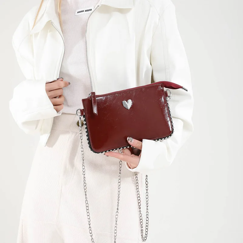 Einfarbige Umhängetaschen für Damen, modische Ketten-Handytaschen, modische Schulter-Messenger-Tasche, Sac A Main für Frauen – Detail 1