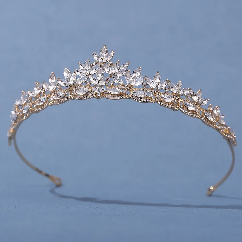 헤어 후프 크리스탈 크라운 헤드웨어 헤어밴드 헤어 액세서리 신부 공주 왕관 반짝이는 럭셔리 라인스톤 디아뎀