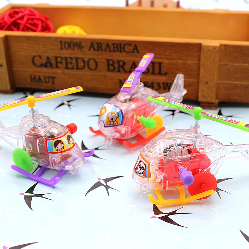 1PCS New And Peculiar Creative Wind-up Toy Transparent Mini Airplane Children's Educational Fun Toy Color Random