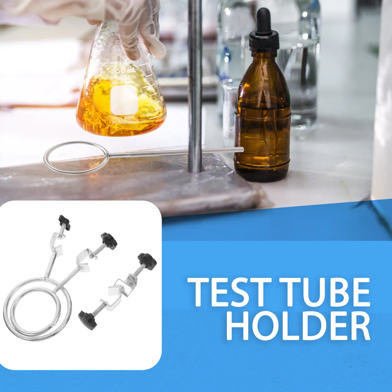 3Pcs Lab Clamp Set Small Iron Ring Cross Clamp Support Retort Stand Holder for Flask Beaker Laboratory Use Burner Stand