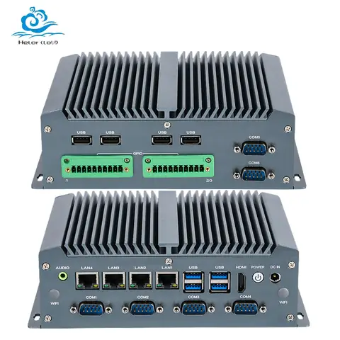 Helorpc 산업용 미니 PC, I5-8250U 지원 GPIO POE WiFi 4G LTE 팬리스 컴퓨터, 4xLAN 6xRS232/422/485 8xUSB 1xHDMI