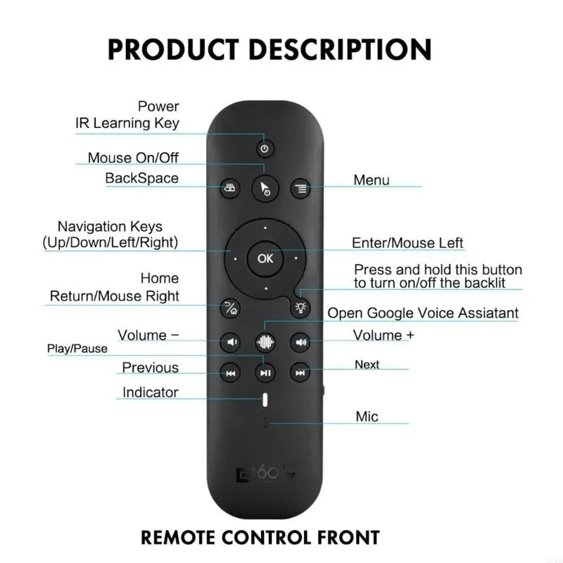 G60S BT5.0 and 2.4G Gyroscope Air Mouse Remote Control Universal Voice Remote Controller for Set-top Box