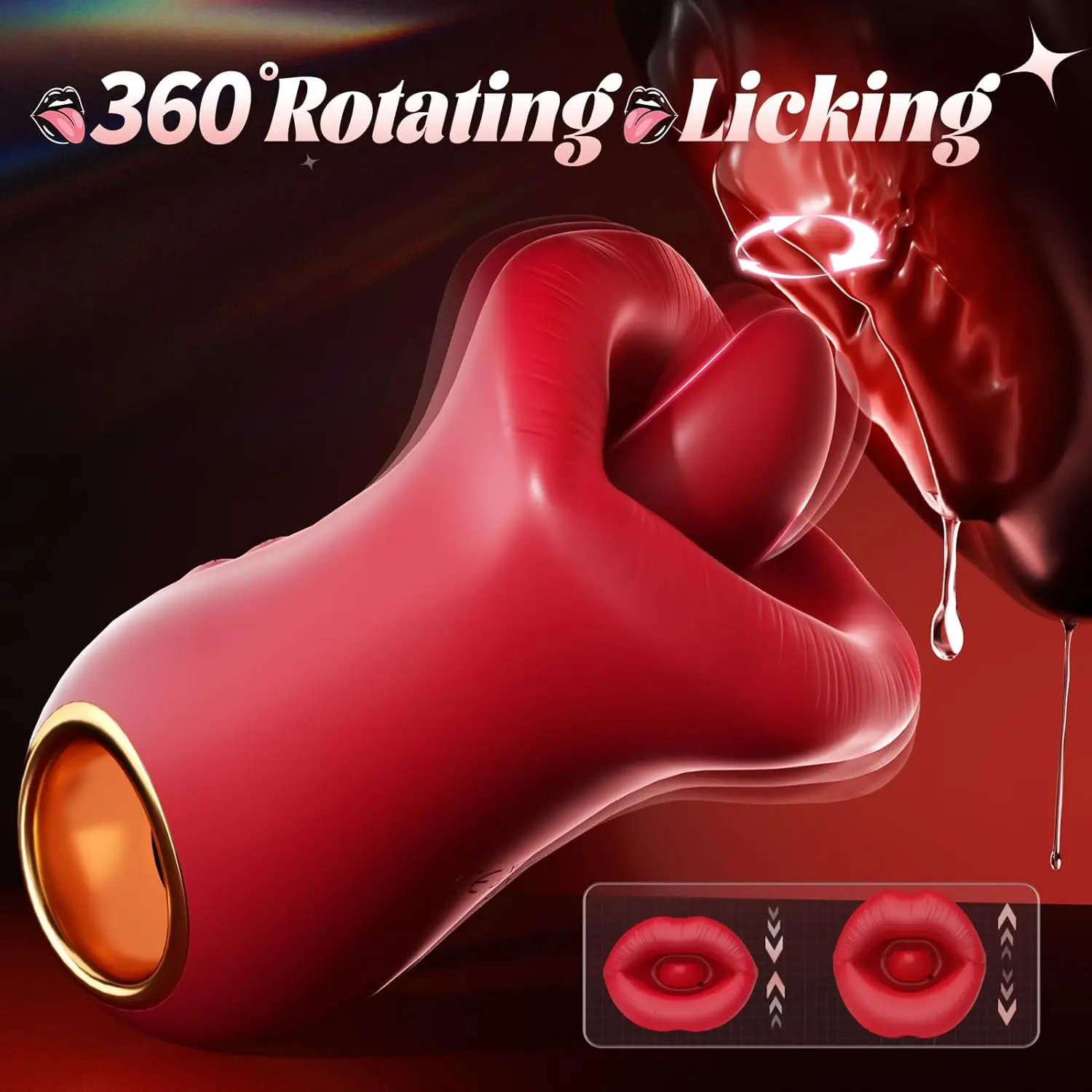 Rose Adult Toy Tongue Vibrator Handle Mouth-Shaped 10 Tongue Licking Kissing, Sex Toy Clit Licker Nipple, Rose Sex Stimulator Fo