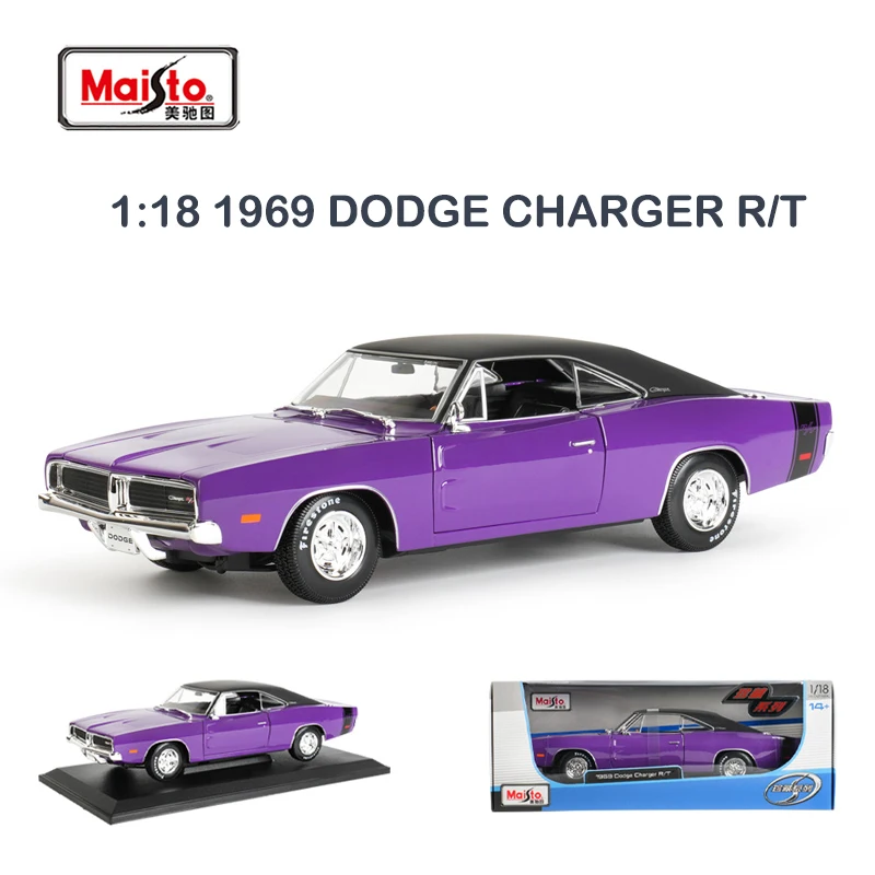 

Maisto 1:18 1969 Dodge Charger R/T Orange Sports Car Static Die Cast Vehicles Collectible Model Car Toys