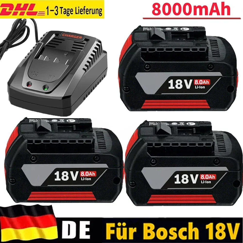 Für Bosch GBA 18V 8,0Ah Professioneller Li-Ionen-Akku mit LED für Bosch-Ladegerät 18V Ersatz BAT609G BAT622 BAT618G