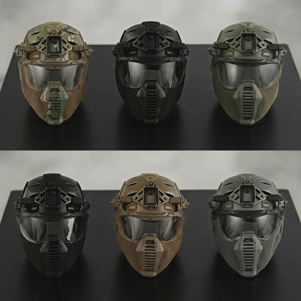Tactical Helmet Set with Goggles Mouth Ear Guard Wendy3.0 Style Hunting Airsoft Training Game Paintball Shooting Helmet Set