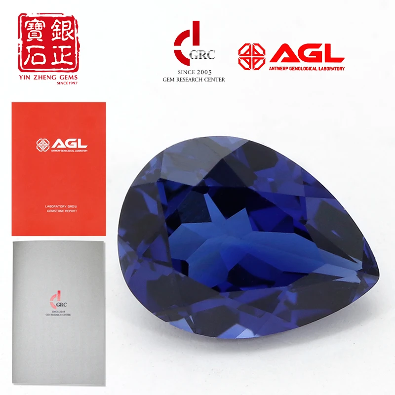 

ChuPing Jewelry Pear Shape Flame Melted Royal Blue For Making Selectable AGL Certificate Loose Store Cultivate sapphire