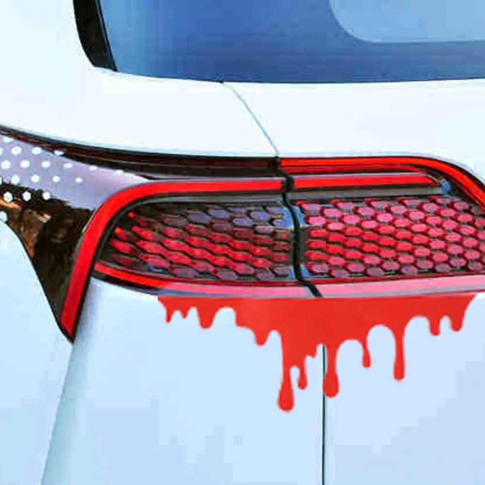 Auto Red Blood Drips Stickers Halloween Theme Styling Decorative Glass Car Headlight Sticker Waterproof Bumper 14cm*5cm