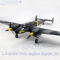 Dynam Bf-110 Messerschmitt Jet 1.5-Meter Wingspan Twin Engine Realistic Fighter Remote Control Fixed Wing Model Rc Outdoor Toy