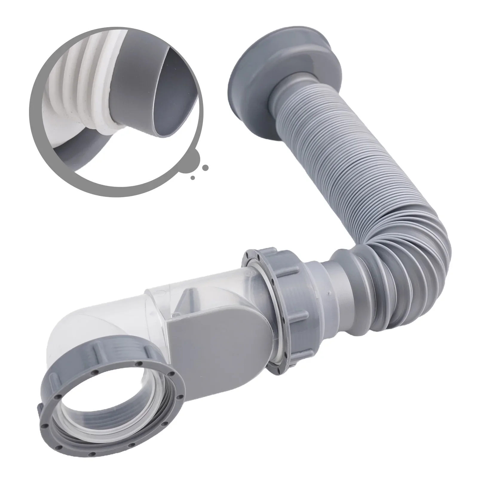 Drain Hose Set Stop Valve Wide Application Garbage Filtration Seal Storage Hose Set Stainless Steel Construction