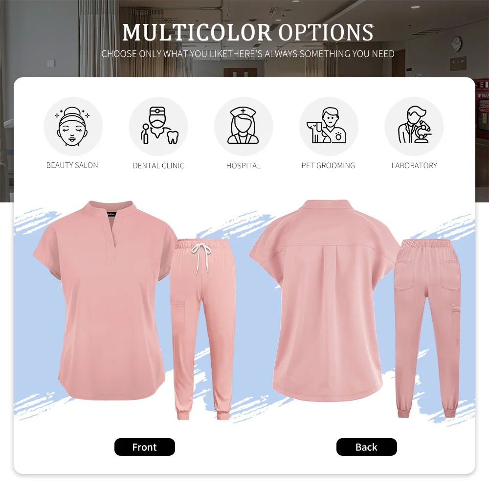 Set uniforme ospedaliera Moda Clinica per animali domestici Scrub Abiti Tinta unita Unisex Salone di bellezza Abiti da lavoro Dentista Dottore Infermiera Scrub Set