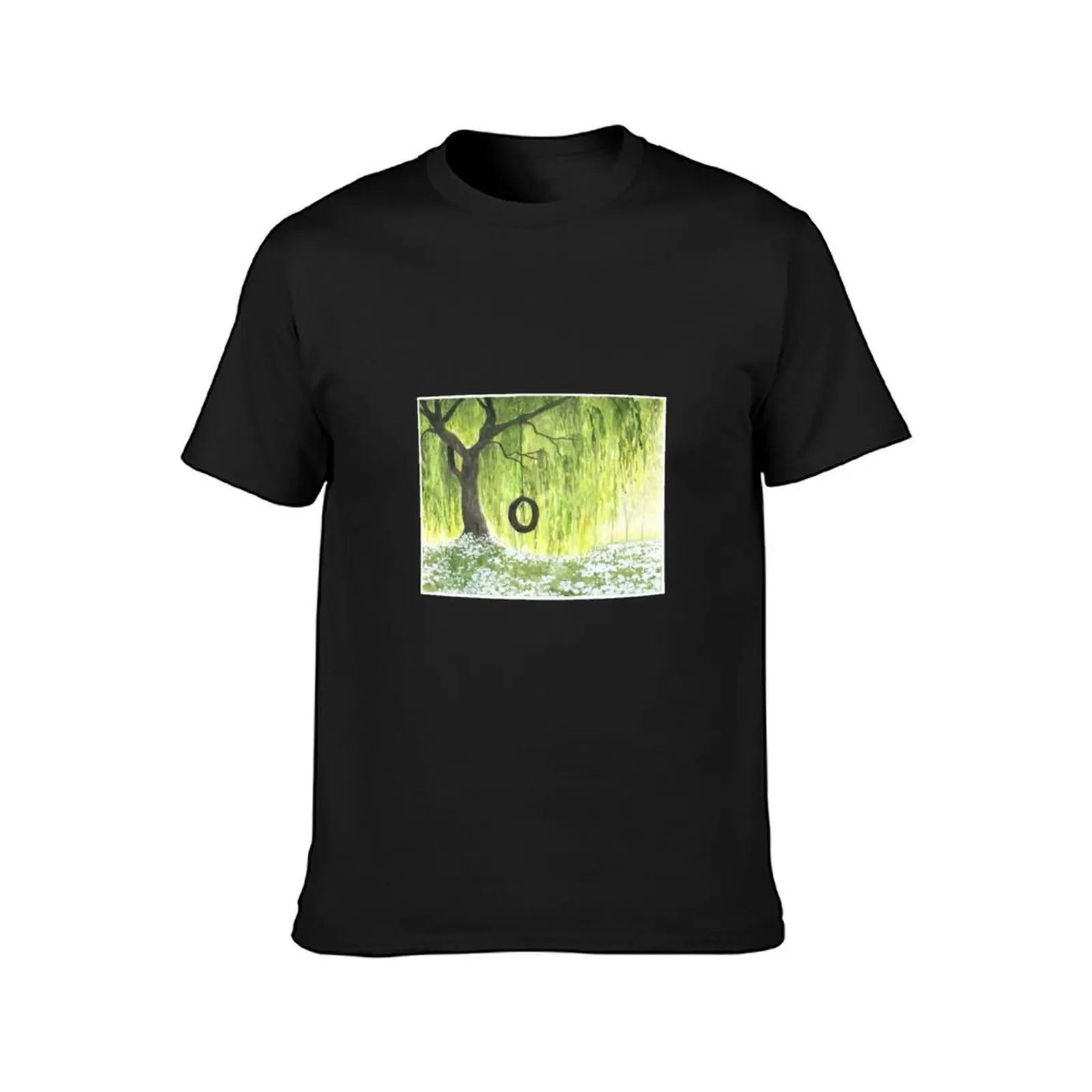 Tire Swing Under a Weeping Willow T-Shirt vintage plus size tops for a boy summer top Men's t-shirt