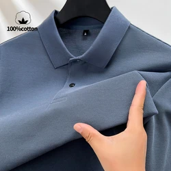 100% Cotton Polo Shirt-Summer Fashion Casual Long Sleeve, Breathable Lapels T-shirt, 10 Colors, Men's Perfect for Golf & Sports
