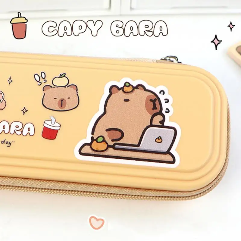 Wide Opening Pencil Case Capybara Large Capacity Multifunctional Pouch Large Capacity Cartoon Pen Case For School Workplace