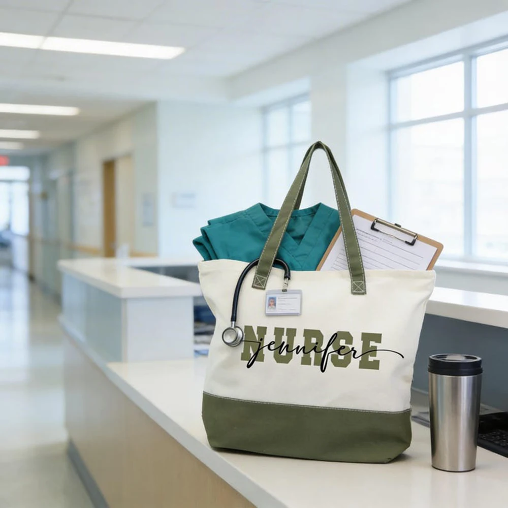 Custom Name Nurse Tote Bag Durable Canvas Tote Bag Personalized Multi Functional Nurse Bag Nursing Student Graduation Gift