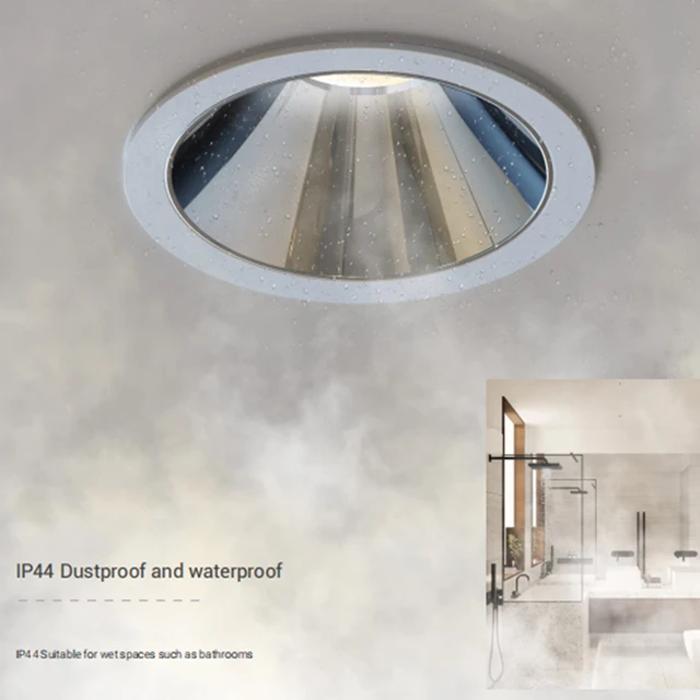 Hotel Bathroom Waterproof IP44 Dimmable Ceiling Spotlight Fittings Anti Glare 7w COB LED Recessed Downlight