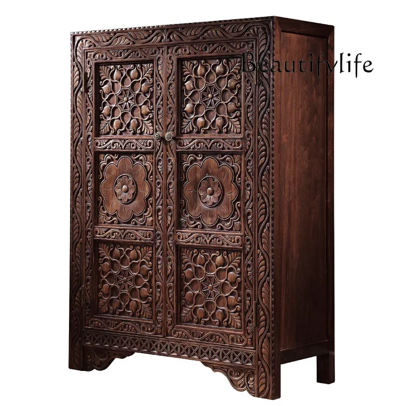 

South East Asia style solid wood retro entry porch cabinet living room furniture locker