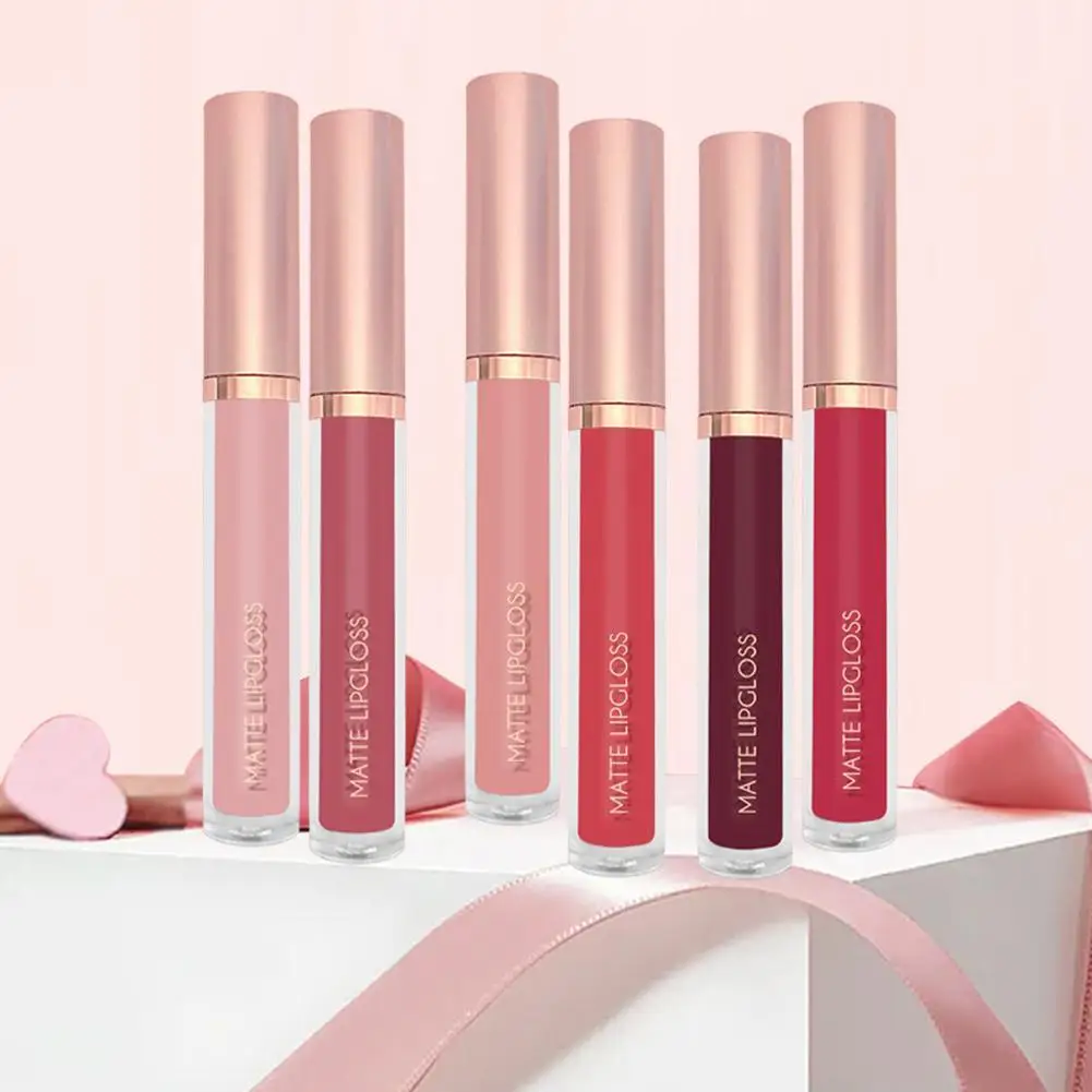 3 Stks/set Vloeibare Lippenstift Set Matte Fluwelen Mist Langdurige Sexy Rode Lip Glosses Bonenpasta Lipgloss Lip Make-Up Cosmetica Hot