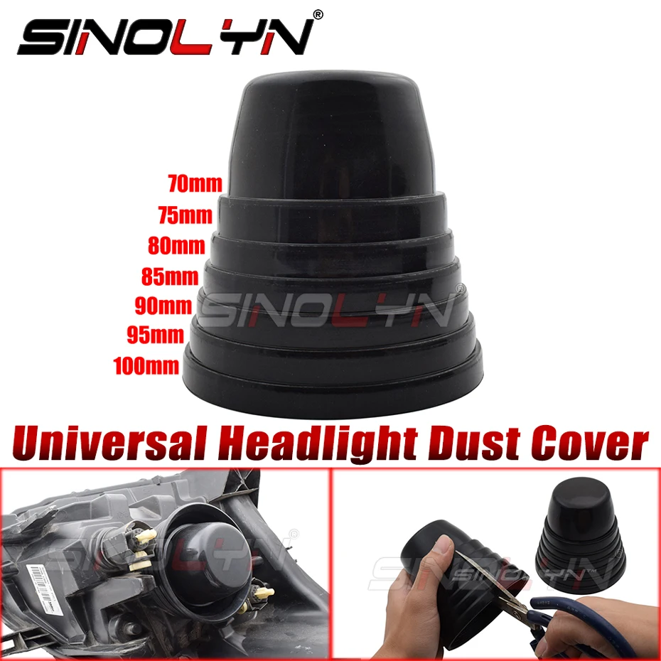 Sinolyn Dust Cover Rubber Cap Universal Cover For Car Headlights Protection Gaskets Boot 100 95 90 85 80 75 70mm Car Accessories