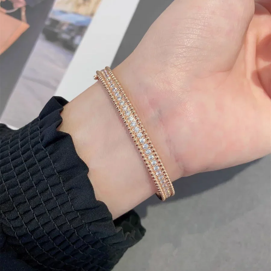 S925 Sterling Silber Vollkreis-Diamant-Armband für Damen, Leichter Luxus, Vielseitiges Kugelrand-Gypsy-Star-Armband – Detail 4