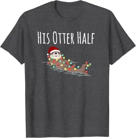 Lustiges Partnerlook-T-Shirt „His and Her Otter Half“ – Hässliches Weihnachts-T-Shirt im Y2K-Stil für die Familie, passende Weihnachtspyjamas mit Grafik und Spruch, Neuheit – Detail 22