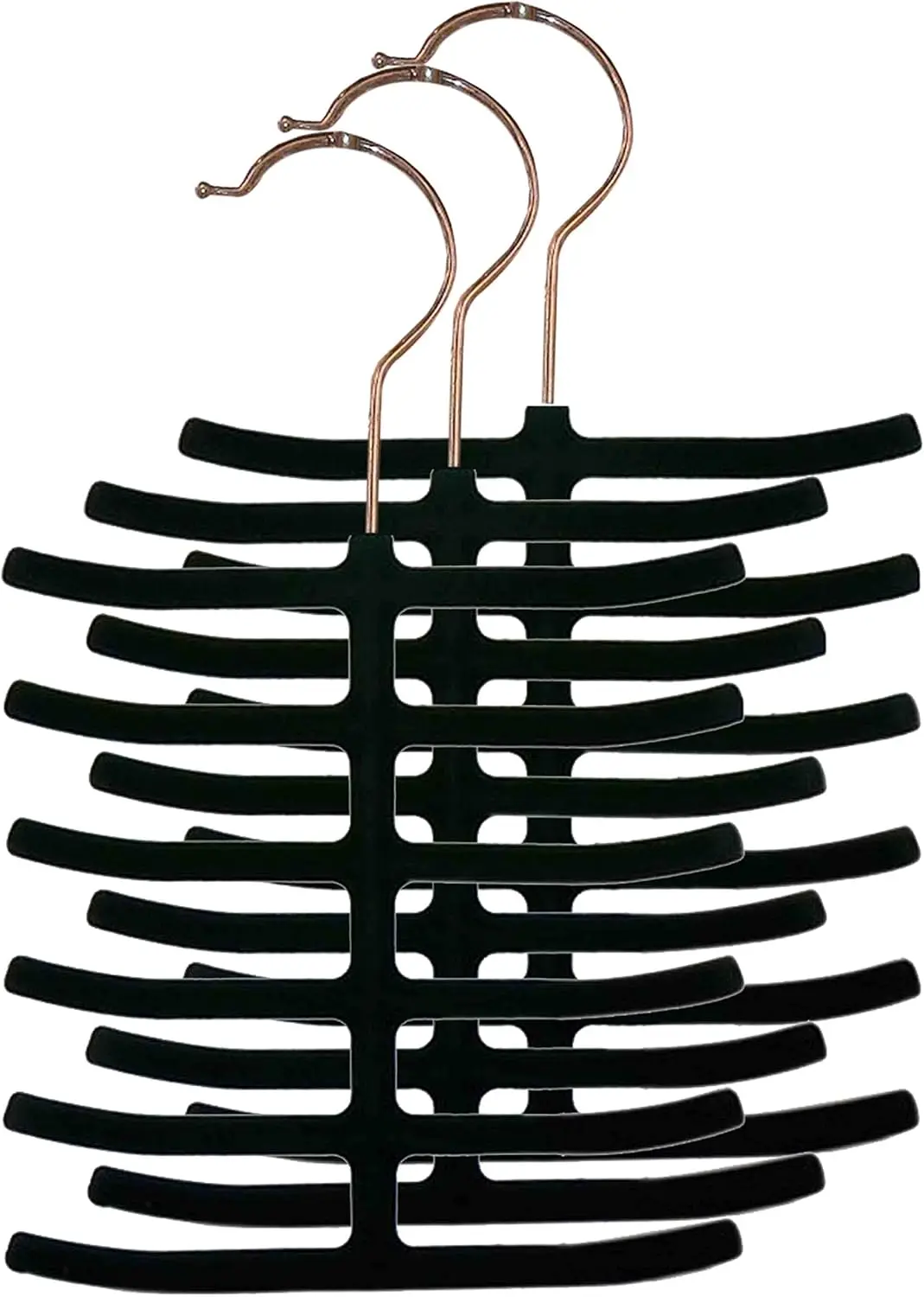 

Набор из 3-х нескользящих велюровых вешалок-органайзеров для галстуков 360 ° Поворотный крюк | Вмещает 12 ремней, универсальный держатель для ремней