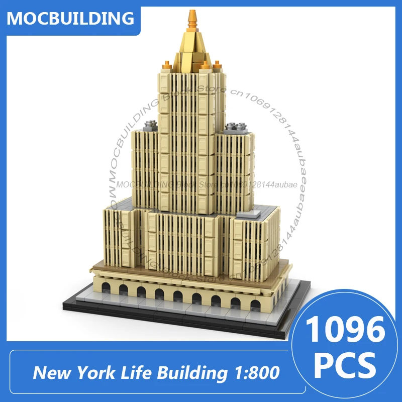 Construction de la vie de New York, échelle 1:800, modèle d'exposition d'architecture, blocs de construction Moc, bricolage, briques à assembler, jouets de noël, cadeaux, 1096 pièces