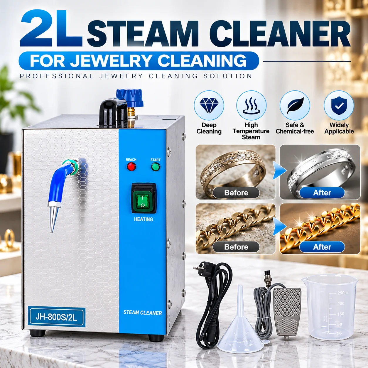 Jewelry Steam Cleaner Professional 2L - Professional Steam Jewelry Cleaner 2L 1300W