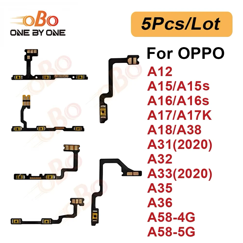 5Pcs Power Switch On Off Volume Side Button Key Flex Cable For OPPO A31 A33 2020 A12 A15 A16 A17k A18 A32 A35 A36 A38 A58 Repair