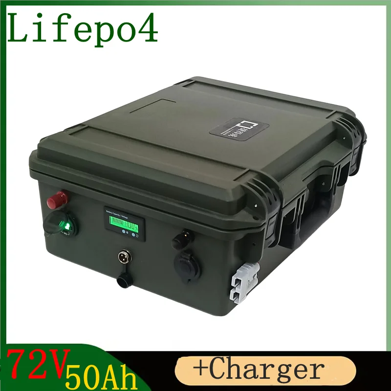 

72V 50Ah lifepo4 lithium battery with 80A 150A BMS for 5000W AGV bicycle bike scooter Forklift inverter car + 10A charger