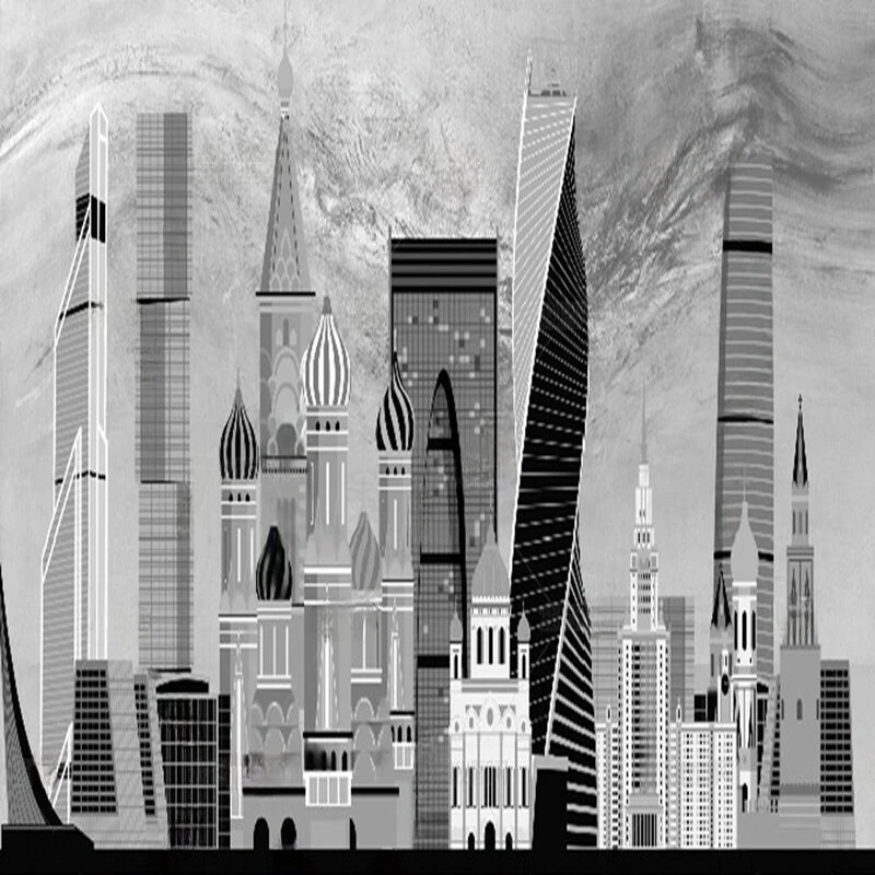 MU8811 Modern simple and high-end gray-gold line urban art pattern TV For Living Room Wall Covering Home Decor Mural Wall paper
