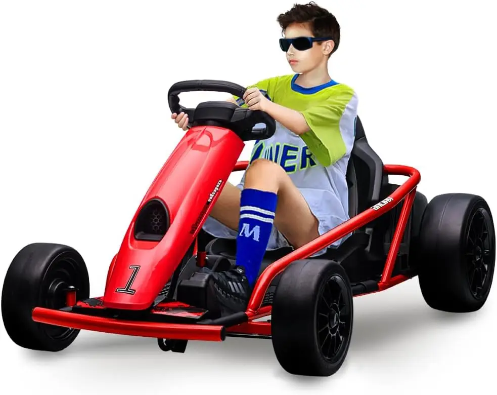 Kids Ride On Go Kart Toy, High Speed 8MPH Drifting Circling Car with Powerful Motors, Large Seat,Slow Start Function,High/Low Sp