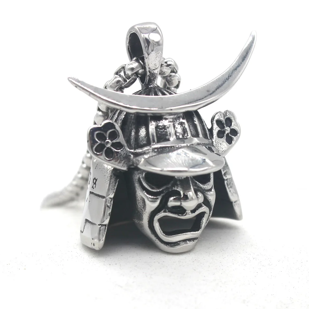 Japanese Samurai Armor Mark Pendant 316L Stainless Steel Mens Biker Rocker Punk Style  Steel personalized giftNecklace 24inch